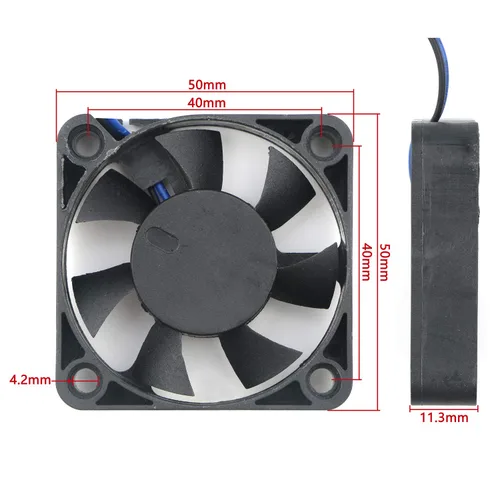 Miniatura 4 de Mini ventilador de refrigeración silencioso de 1.969 in x 1.969 in x 0.453 in, 2 pines CC, 12 V, 0.18 A, 6000 RPM, para impresora 3D, computadora
