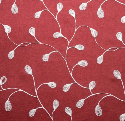 Miniatura 8 de MIUCO Cortinas semitraslúcidas bordadas florales de lino sintético con ojales para ventana, para dormitorio, 52 x 84 pulgadas, 2 paneles, borgoña