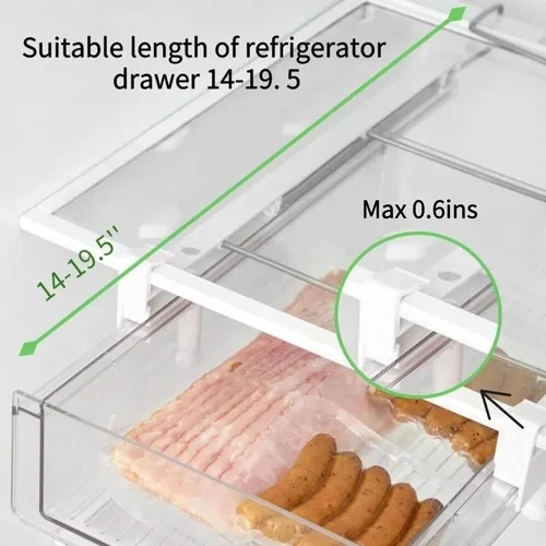 Miniatura 4 de vacane Contenedores organizadores de nevera, cajón de refrigerador de plástico transparente con asa, organizador de cajón de refrigerador extraíble