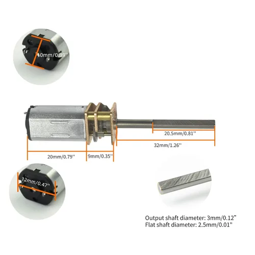 Miniatura 2 de CHANCS Motor de reducción micro motorreductor N20 DC 5V 30RPM Reducción de velocidad Mini motor DC Gear Motor para robot modelo 3PCS