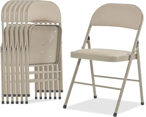 Miniatura 14 de Karl home Paquete de 12 sillas plegables blancas con asientos acolchados para exteriores e interiores, asiento comercial apilable portátil con marco