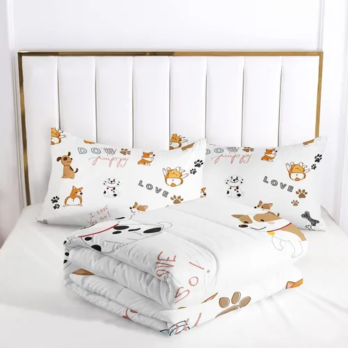 Miniatura 3 de Suncloris Lindo edredón de varios perros para niños, juego de ropa de cama Kawaii de dibujos animados para niños y niñas, juego de edredón temático