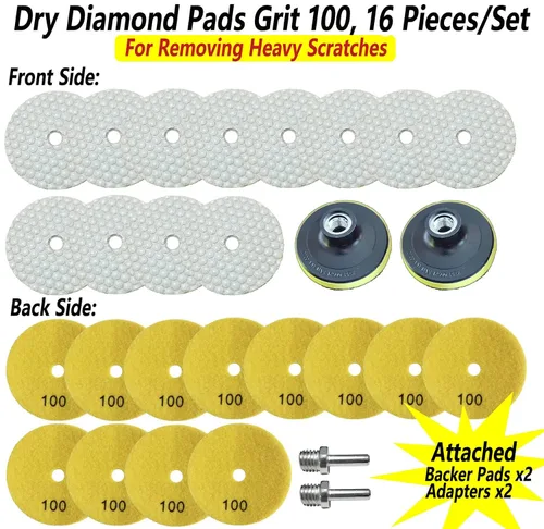 Miniatura 5 de Almohadillas de pulido de diamante seco Grit 50 Plus Grit 100 para eliminar arañazos pesados para granito mármol piedras de cuarzo azulejos