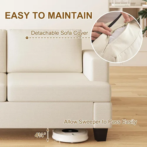 Miniatura 8 de Furnimart Sofás Seccionales para Sala de Estar, Modernos 2 Sofás de Dos Plazas y Sofá de 3 Plazas, Juego de Sofá de Asiento Profundo Color Crema