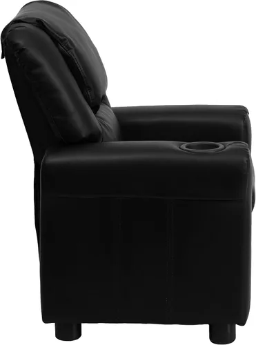 Miniatura 9 de Flash Furniture - Sillón reclinable contemporáneo para niños, color beige vinilo con base para vasos y reposacabezas