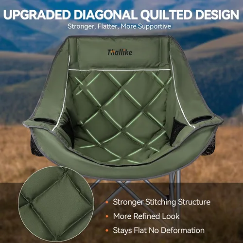 Miniatura 4 de Silla de campamento de gran tamaño para adultos – Silla plegable resistente con portavasos, bolsillo de almacenamiento y bolsa de transporte – Silla