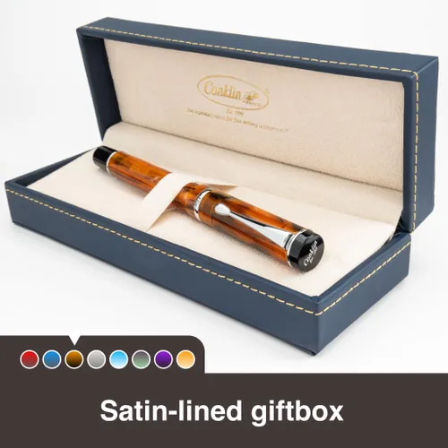 Miniatura 5 de Conklin Duragraph - Pluma estilográfica ámbar, punta media de oro macizo de 14 quilates, elegante herramienta de escritura con acabado ámbar cálido