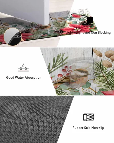 Miniatura 8 de Tapete de baño de Navidad para bañera, antideslizante, de secado rápido y absorbente, tierra de diatomeas, cocina, ducha, fregadero, lavable, tapete