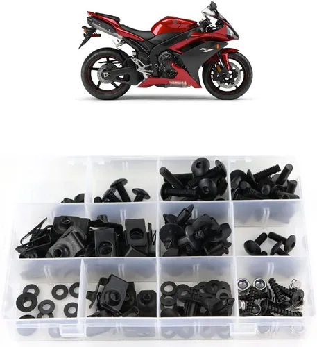 Xitomer Kit de montaje, apto para YZF-R1 2007 2008, juegos completos de pernos de carenado, clips, arandelas, tuercas, fijaciones, ojales (negro