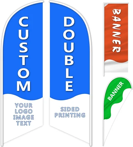 Banderas de plumas publicitarias personalizadas para negocios al aire libre, logotipo personalizado y texto en la bandera abierta, carteles y