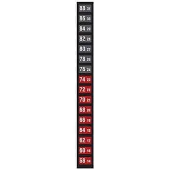 Miniatura 6 de Digi-Sense Etiqueta de Temperatura Horizontal Reversible de 7 Puntos, 0-30 °C/32-86 °F; Negro/Rojo, 10/Paquete