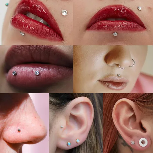 Miniatura 4 de Xpircn Anillo de labio de acero inoxidable con circonita cúbica, 20G, 18G, 16G, sin rosca, piercing para labio, nariz, hélix, tragus, cartílago