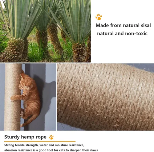 Miniatura 4 de Juego de estantes y muebles de pared para gatos con condominios, perchas, escaleras de puente, postes rascadores de sisal - escalones y casas
