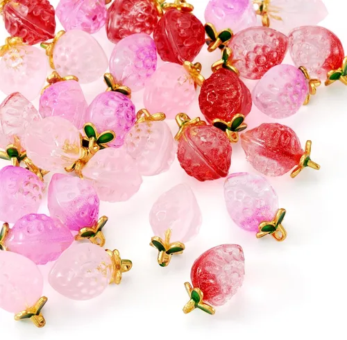 Miniatura 8 de Craftdady Colgantes colgantes de frutas, lindos colgantes de resina para alimentos, colgantes de manzana, naranja, piña, fresa, encantadores dijes