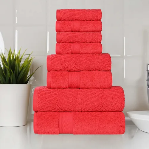 Miniatura 92 de Superior Juego de toallas surtidas de algodón Chevron de 12 piezas, cero torsión, secado rápido, artículos esenciales para el hogar, ducha, spa