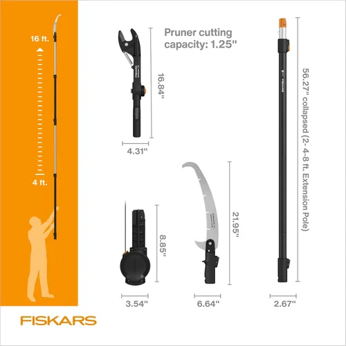 Miniatura 7 de Fiskars XtendControl - Podadora de árbol extensible (12 pies), sierra de poste, recortadora de ramas ajustable con sierra X1 de 15 pulgadas, postes