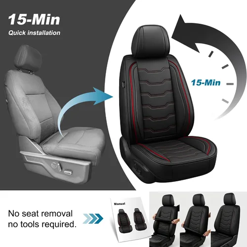 Miniatura 7 de DISUTOGO Fundas de asiento compatibles con Nissan Sentra 2008-2022: Juego completo de fundas de asiento de automóvil de cuero impermeables, cojines