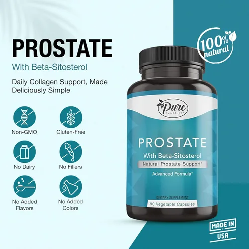 Miniatura 2 de Pure By Nature Suplemento de próstata para hombres, suplemento de salud de próstata beta sitosterol con zinc para apoyo del tracto urinario, alivia