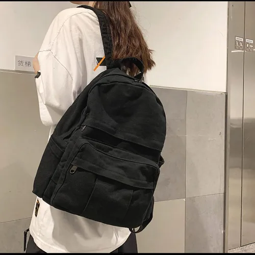 Miniatura 4 de GAXOS Mochila para laptop para mujer, mochila de lona de viaje para mujer, mochila estética vintage para la escuela, Negro, Mochilas de mochila
