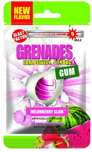 Miniatura 4 de Grenades Goma de mascar – Bolsa de 30 unidades – Goma de mascar de menta fuerte (Peppermint Bang) – Máximo Aliento Fresco y Serio Poder