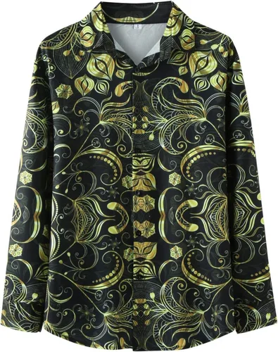 ZDFER 2022 Nuevas camisas para hombre, camisas casuales de talla grande, camisas de manga larga con botones, camisas coloridas con cuello hawaiano