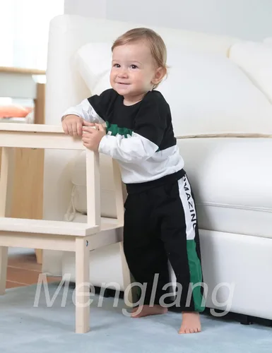 Miniatura 3 de Menglang Conjunto de sudadera y pantalones de manga larga con letras, ropa para bebé niño para otoño e invierno