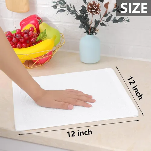 Miniatura 5 de Homaxy Trapos de cocina de 100% algodón, tejido de punto gofre, ultrasuaves, absorbentes y de secado rápido, 12 x 12 pulgadas, paquete de 6, blanco