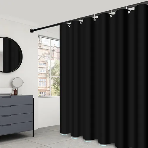 Miniatura 20 de LLSCL Cortina de ducha de tela azul con contrapeso inferior, calidad de hotel impermeable, 72 x 72 pulgadas, lavable a máquina Azul marino
