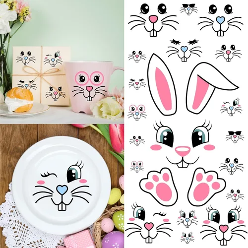 28 calcomanías de Pascua para adornos, calcomanías de conejo, decoraciones de Pascua extraíbles, calcomanías de arte de vinilo para