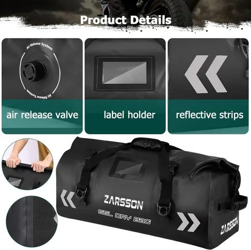 Miniatura 2 de Bolsa de lona impermeable, bolsa seca de viaje ligera con tamaños de 40 L66 L, gran espacio de almacenamiento, correas y asas duraderas