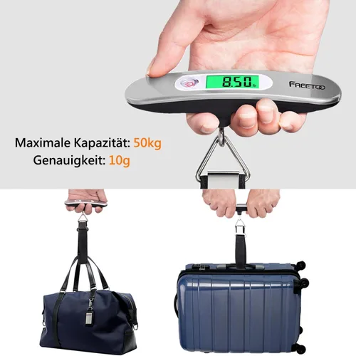 Miniatura 2 de FREETOO Báscula de equipaje portátil digital para maleta, báscula de viaje con función de tara, capacidad de 110 libras