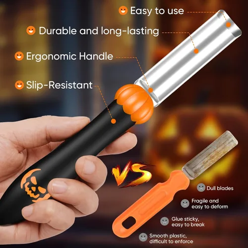 Miniatura 3 de Kit de tallado de calabaza de 31 piezas: herramientas de tallado de calabaza, kit de tallado de calabaza de Halloween con plantillas, velas, estuche