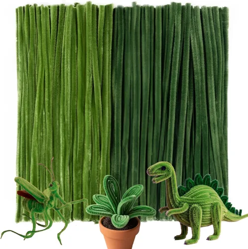 Miniatura 30 de Caydo 200 limpiapipas verde oscuro para decoración de Pascua, tallos de felpilla esponjosos a granel para niños, proyectos de manualidades, 12