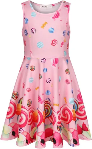 Miniatura 2 de LaBeca - Vestido sin mangas o de manga larga para niñas, vestidos casuales con diseño de unicornio o sirena para niñas pequeñas o grandes