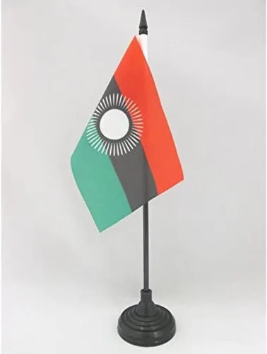 Miniatura 260 de AZ FLAG Sierra Leone Bandera de mesa 5'' x 8'' - Bandera de escritorio de Sierra Leona 21 x 14 cm - Bastón y base de plástico negro