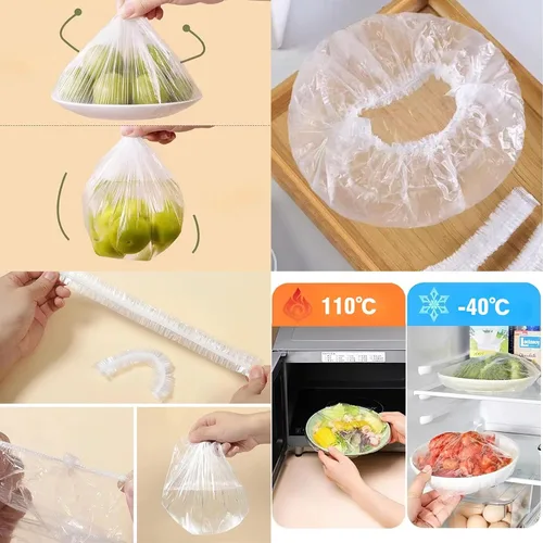 Miniatura 4 de 300 fundas elásticas reutilizables para alimentos, cubiertas elásticas para cuencos y platos para almacenamiento de alimentos a prueba de pan