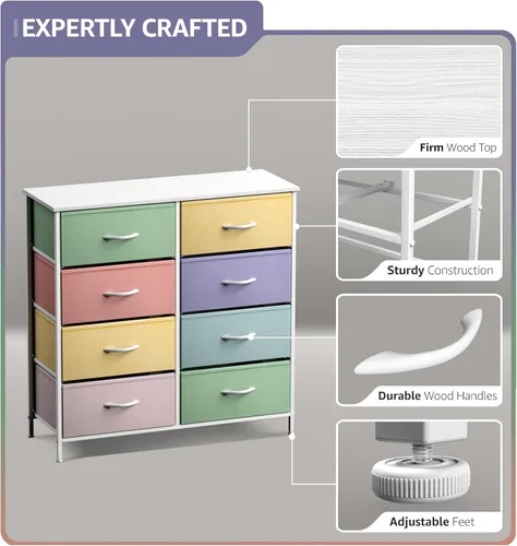 Miniatura 4 de Sorbus - Cómoda para niños con 8 cajones: mueble de almacenamiento en torre para dormitorio, pasillo, armario, organización de oficina, marco