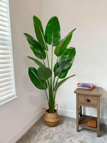 Miniatura 9 de Aveyas Árbol Artificial Ave del Paraíso de 6 pies para Decoración del Hogar, Planta de Piso Falsa de 6 Pies, Árbol Tropical Falso de Hoja de Plátano