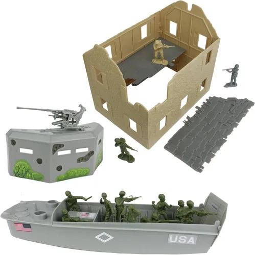 Miniatura 5 de BMC Toys - Soldados de plástico de la Segunda Guerra Mundial, invasión de Normandía, 114 piezas en caja