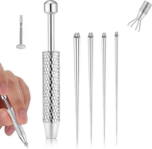 Miniatura 14 de Herramienta de Agarre de Bola Cónica para Perforación para Reemplazo de Joyería - Herramienta Aplicadora de Aretes de Acero Inoxidable con Parte