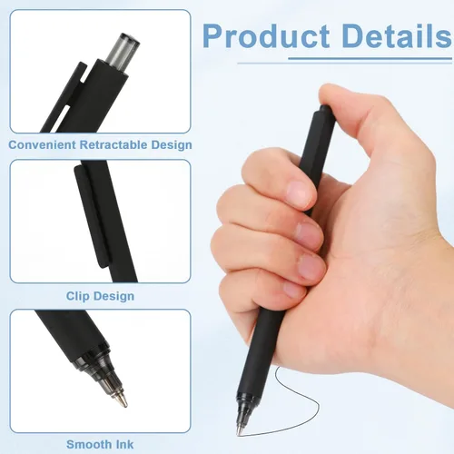 Miniatura 2 de WY WENYUAN Bolígrafos a granel, paquete de 30 bolígrafos negros de bola (punta media de 1.0 mm) - Bolígrafos de escritura suave sin manchas tipo