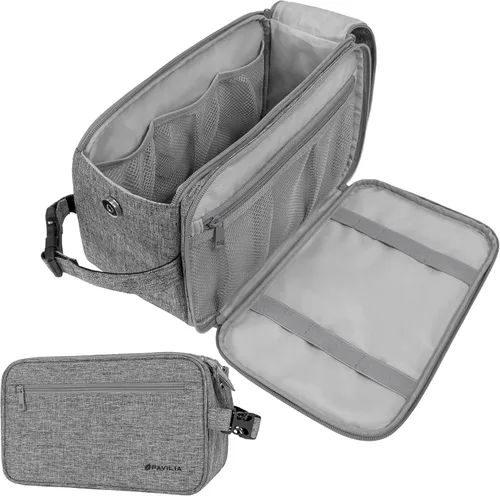 Miniatura 12 de PAVILIA - Neceser para hombre, kit de afeitado para viaje, neceser de viaje para hombres, organizador de artículos de aseo para el cuidado personal