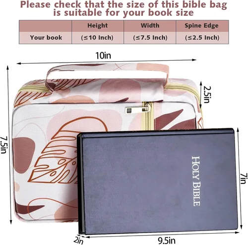 Miniatura 3 de Laumoi Funda para la Biblia para mujer, funda de Biblia floral de 10 pulgadas, bolsa protectora portátil para suministros de estudio bíblico, Varios