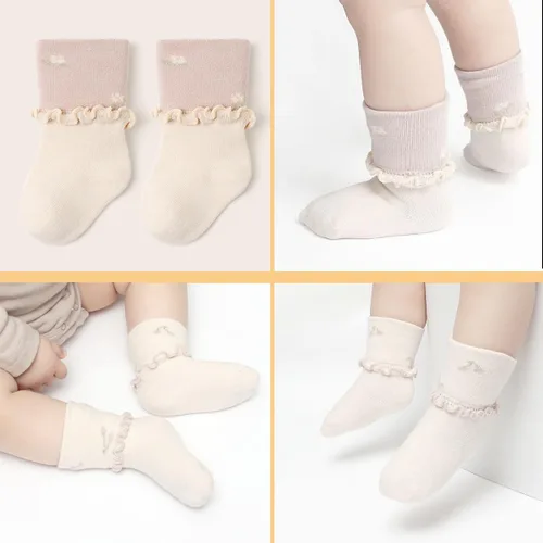 Miniatura 6 de Calcetines largos de algodón con volantes para niña pequeña