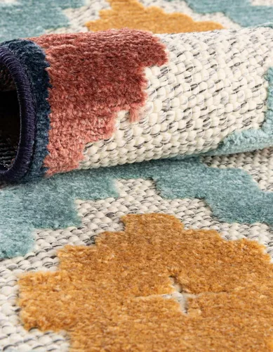 Miniatura 5 de Unique Loom Belize Outdoor Collection - Alfombra Sarstoon (2 x 8 pies, color marfil/azul claro)