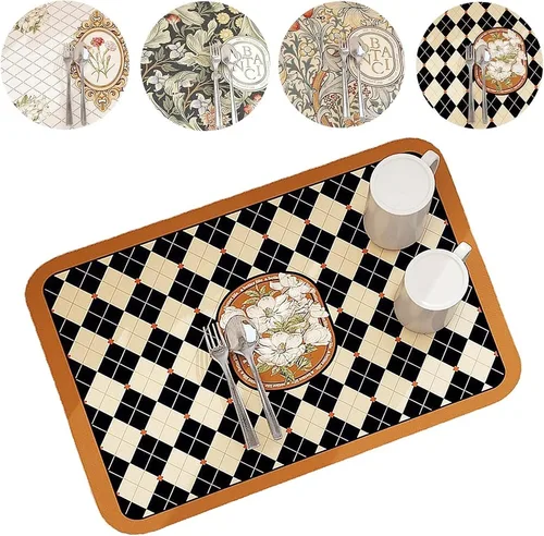 Miniatura 12 de Tapete de drenaje de estilo fantasía 2023, 11.8 x 15.75 pulgadas, súper absorbente, tapete de secado de platos lavable, almohadilla de secado