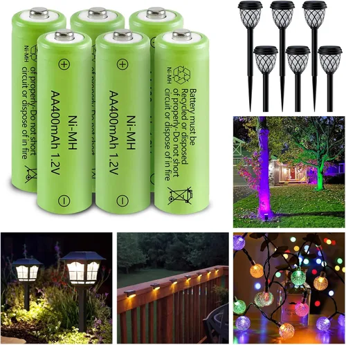 Miniatura 3 de JINTION Baterías AA recargables solares Ni-MH doble A 400 mAh paquete de 8