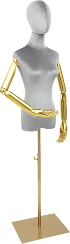 Miniatura 10 de Vestido de maniquí femenino con brazos de metal, altura ajustable de 59 a 78 pulgadas, soporte de cuerpo con cabeza desmontable, forma de vestido