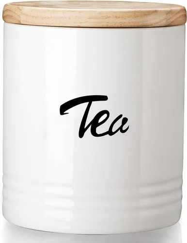 LEETOYI Contenedores de almacenamiento de alimentos de porcelana con tapa, diseño de tamaño pequeño y ahorra espacio, 4.5 pulgadas, color blanco, té