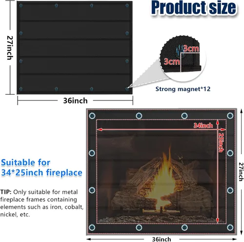 Miniatura 2 de Manta magnética para chimenea para pérdida de calor, cubiertas de chimenea para interiores, mantiene las corrientes de aire fuera, detiene